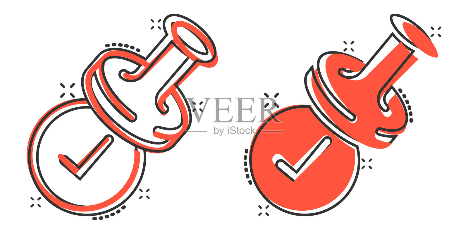 批准邮票图标在漫画风格接受检查插画图片素材