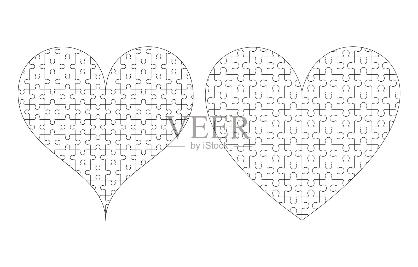 拼图心的轮廓插画图片素材