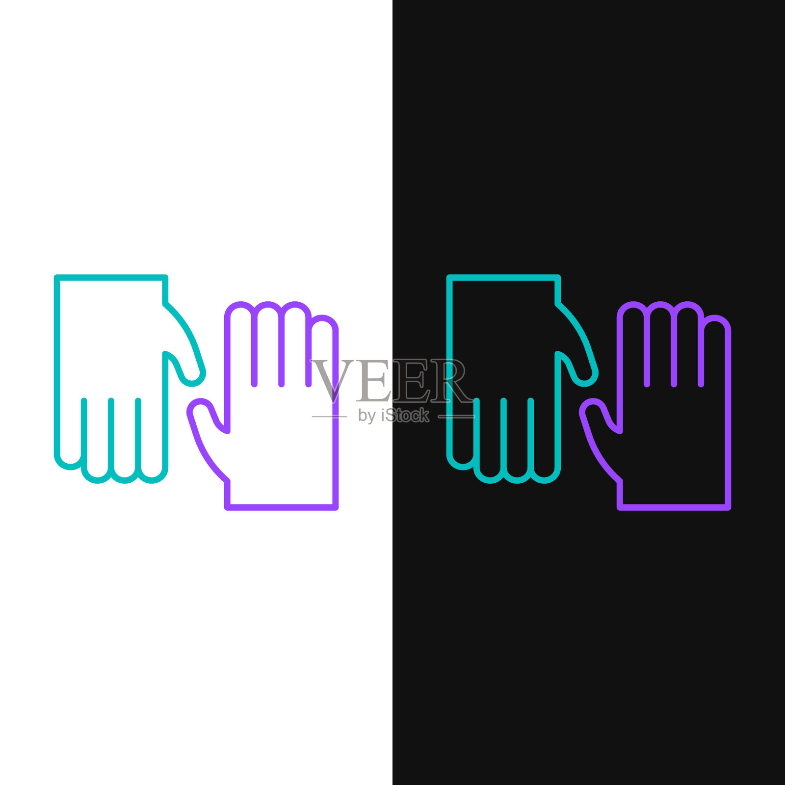 线橡胶手套图标隔离白色和插画图片素材