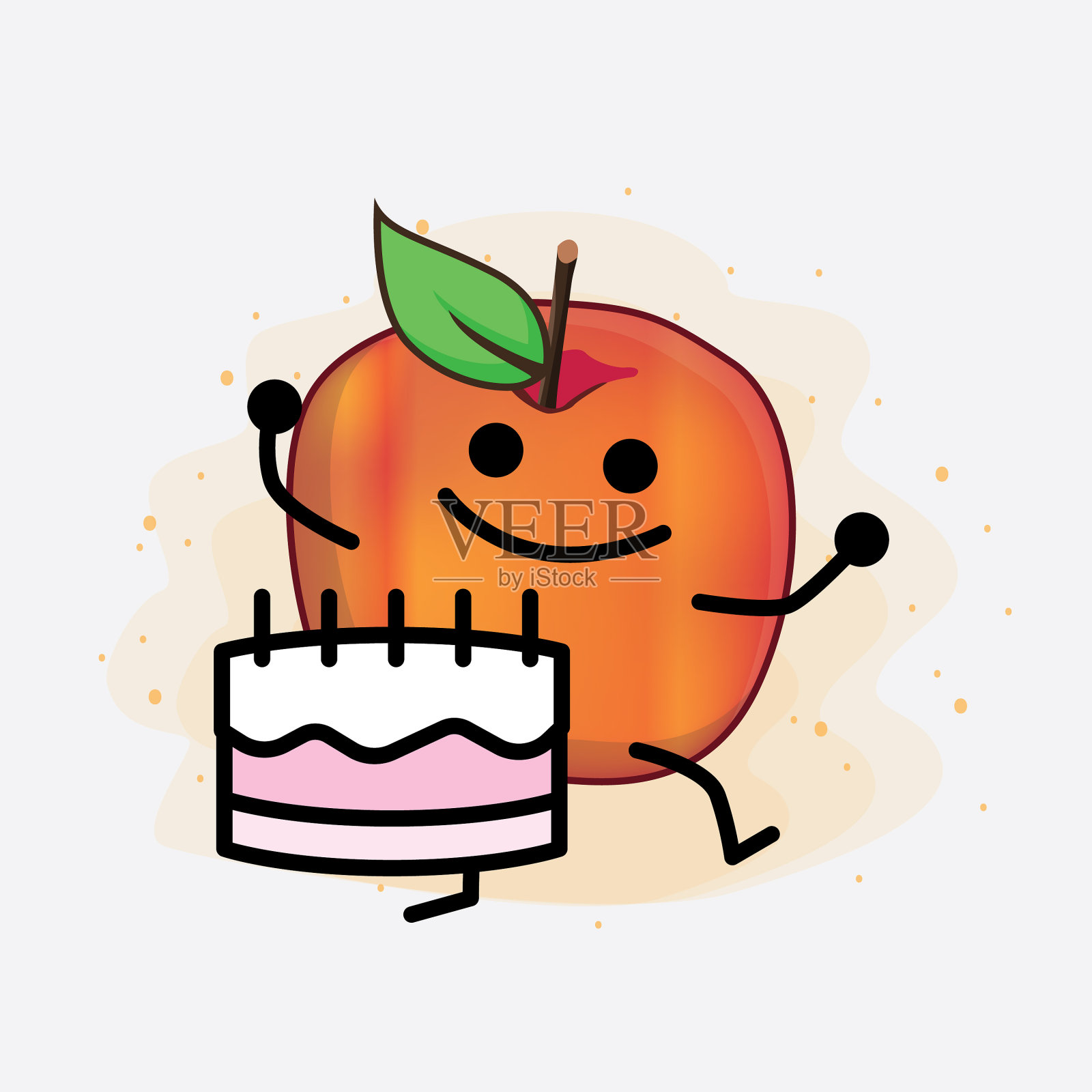 蜜脆苹果可爱的性格，简单的脸插画图片素材