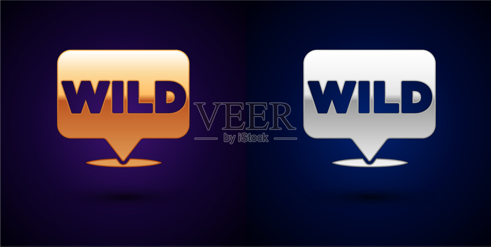 金和银指针狂野西部图标孤立插画图片素材