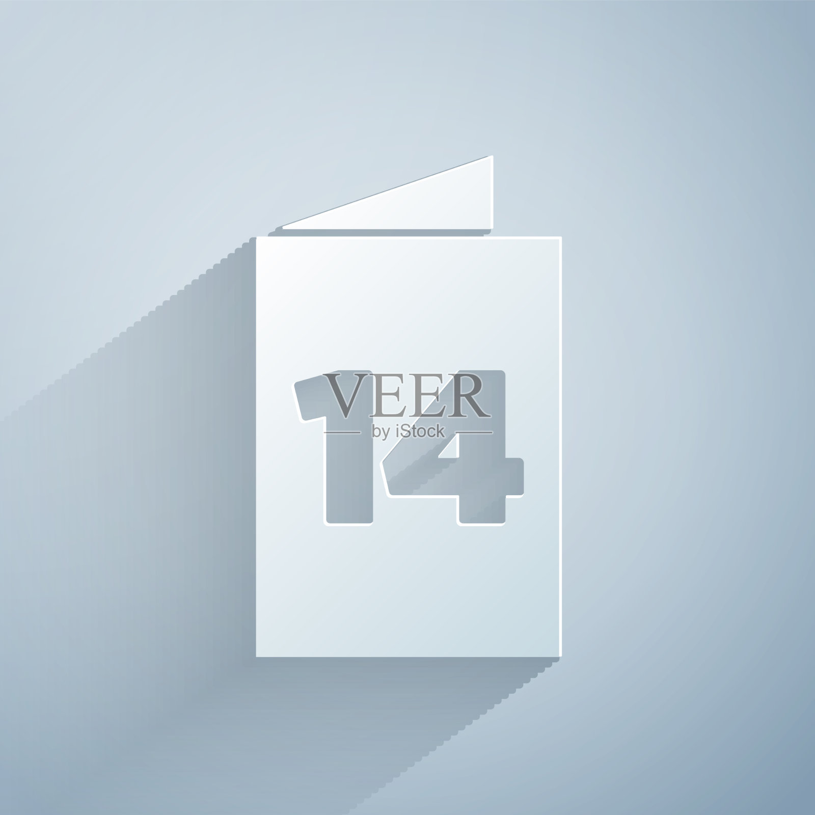 剪纸贺卡图标孤立在灰色插画图片素材