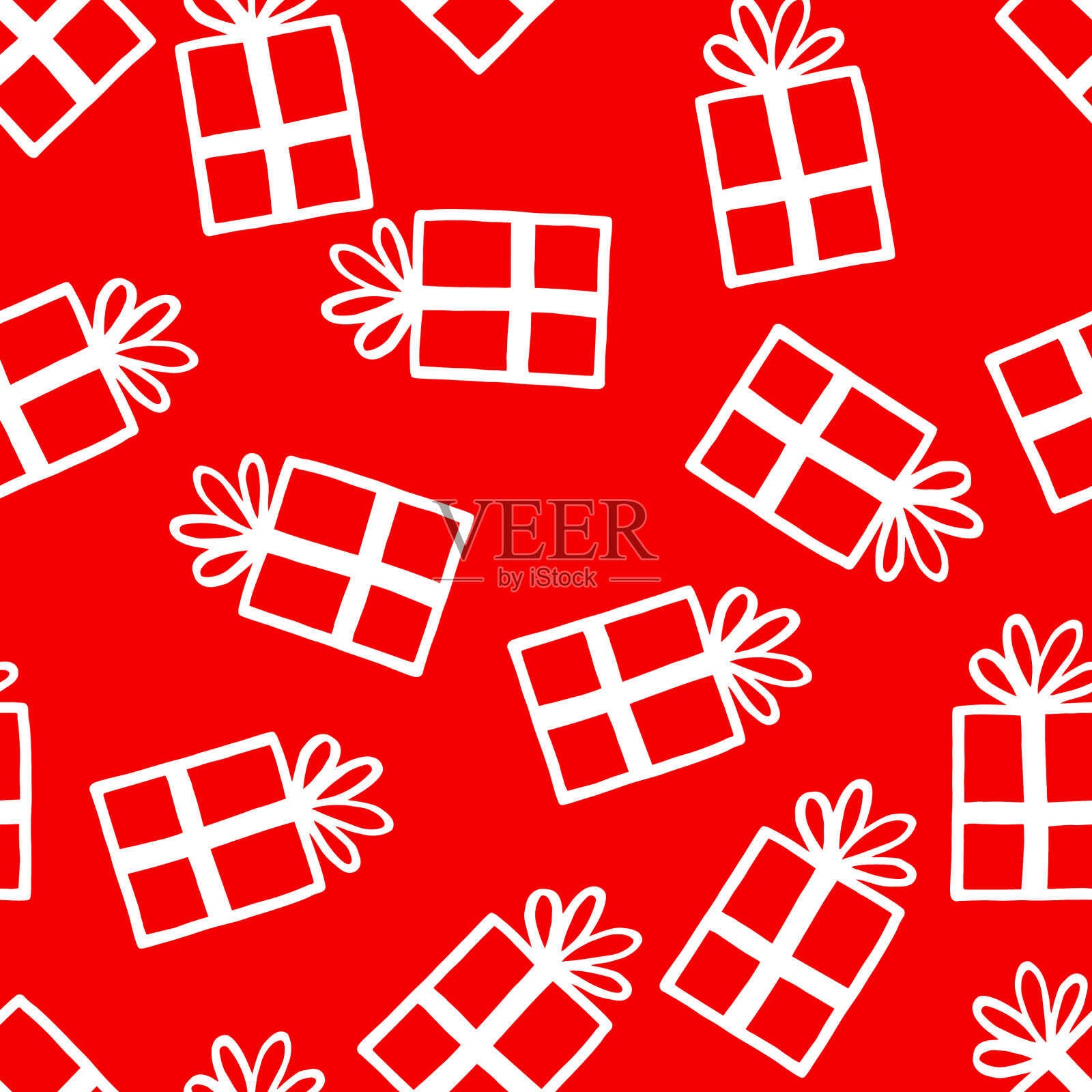 节日无缝图案与礼物上的色彩插画图片素材