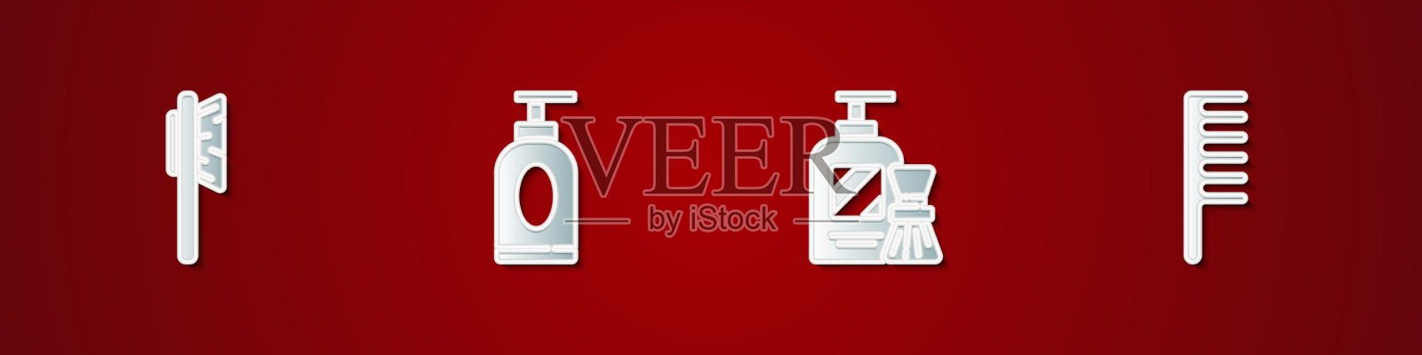 设置发刷，乳霜或乳液化妆品管插画图片素材