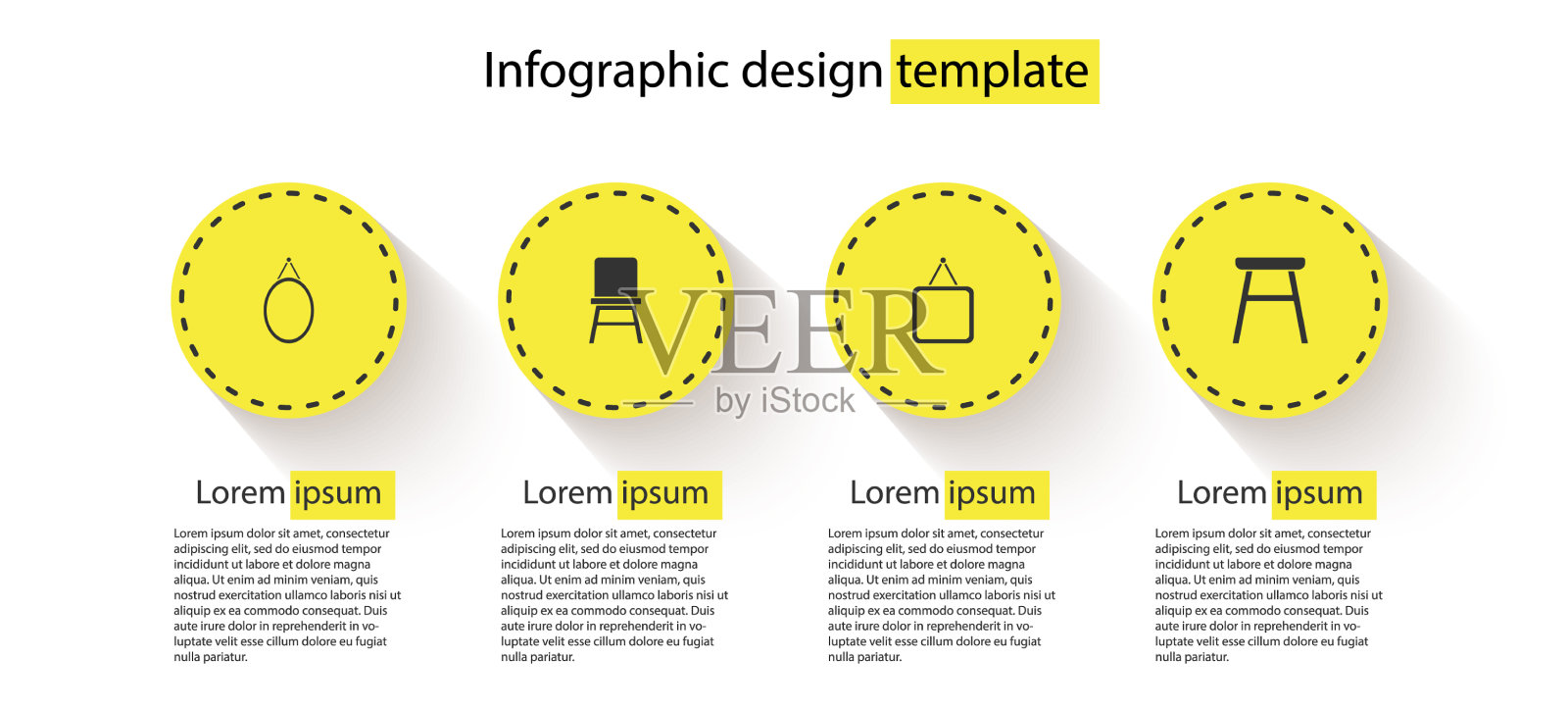 设置镜子椅子和商业信息图表插画图片素材