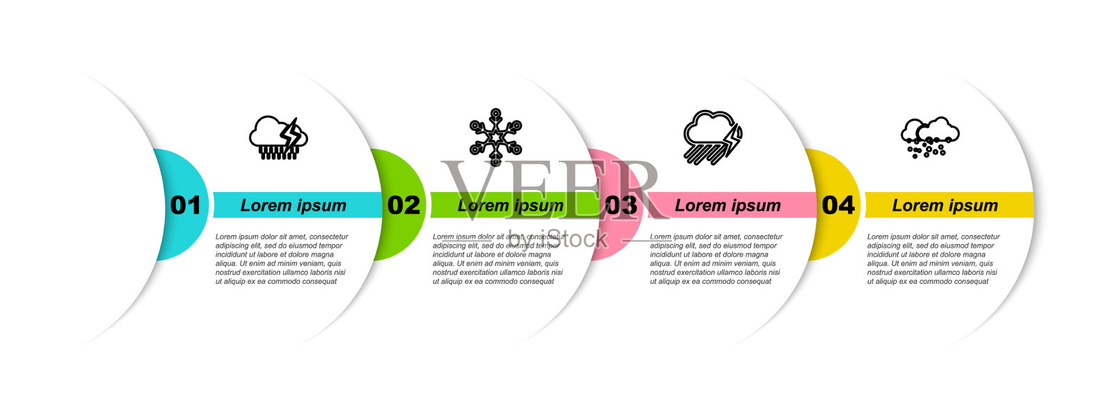 用雨和闪电搭线云和雪花图标素材