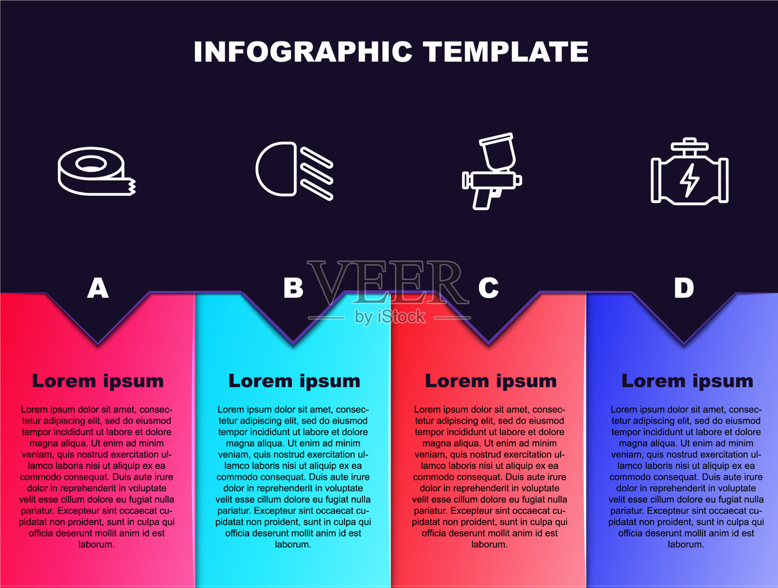 设置线胶带远光灯喷漆枪插画图片素材