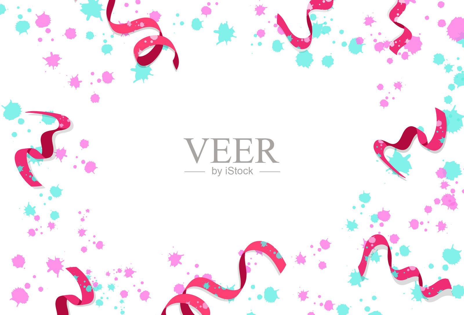 带着墨水飞溅的彩带四处散落插画图片素材