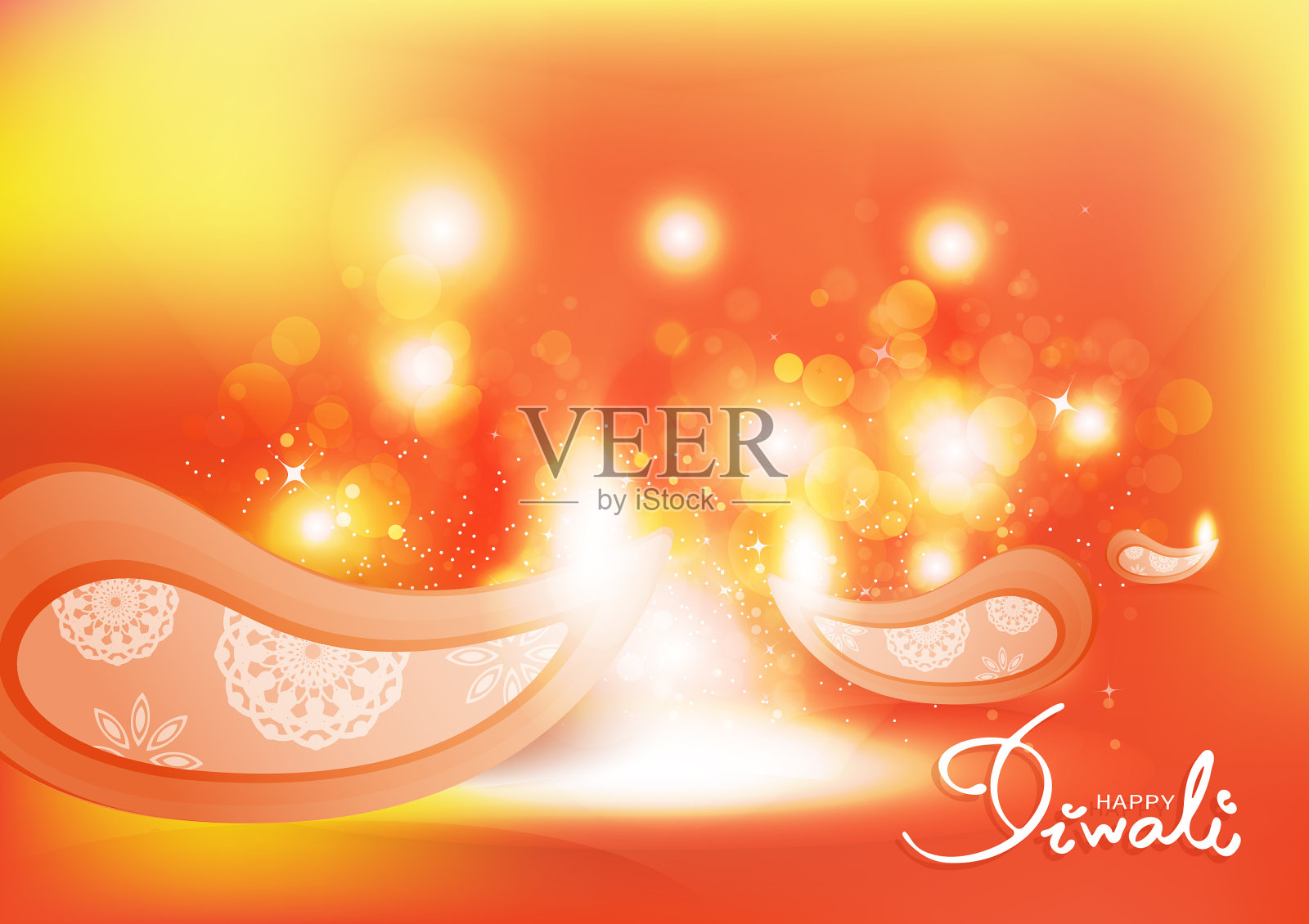 排灯节点燃庆祝节日的蜡烛插画图片素材