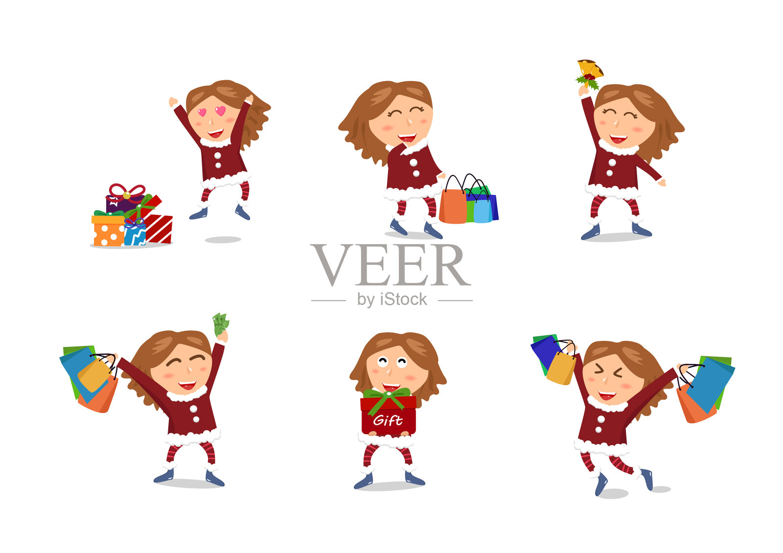 女孩角色出售圣诞和快乐的新插画图片素材