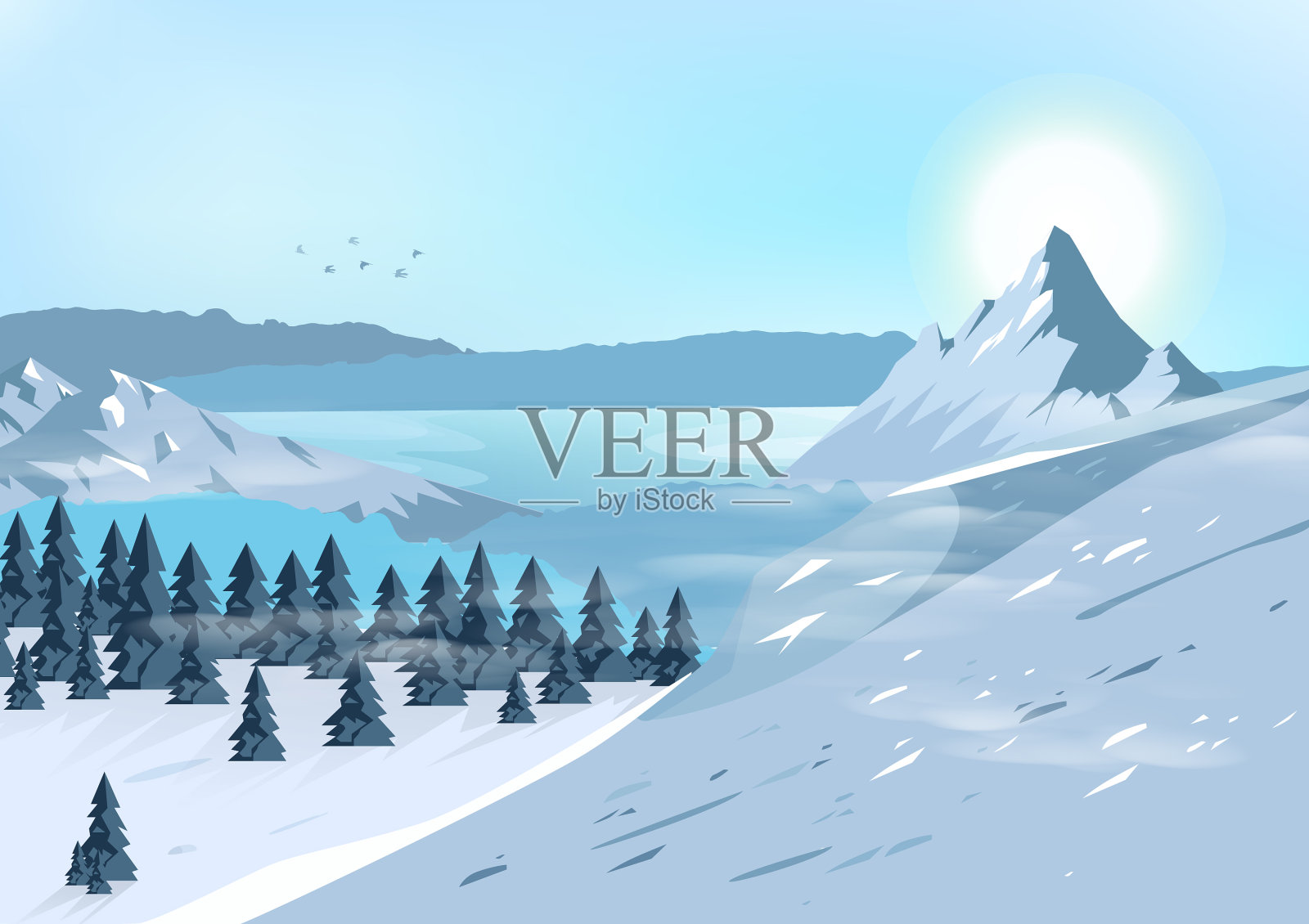 山川山水旅游，冒险自然插画图片素材