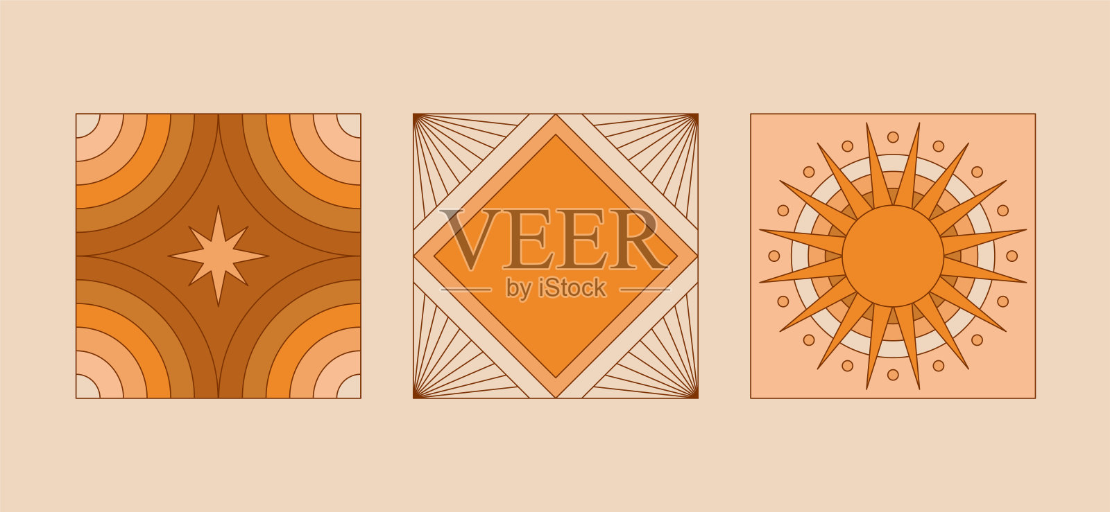 矢量插图在简单的线性风格-设计模板-嬉皮风格插画图片素材