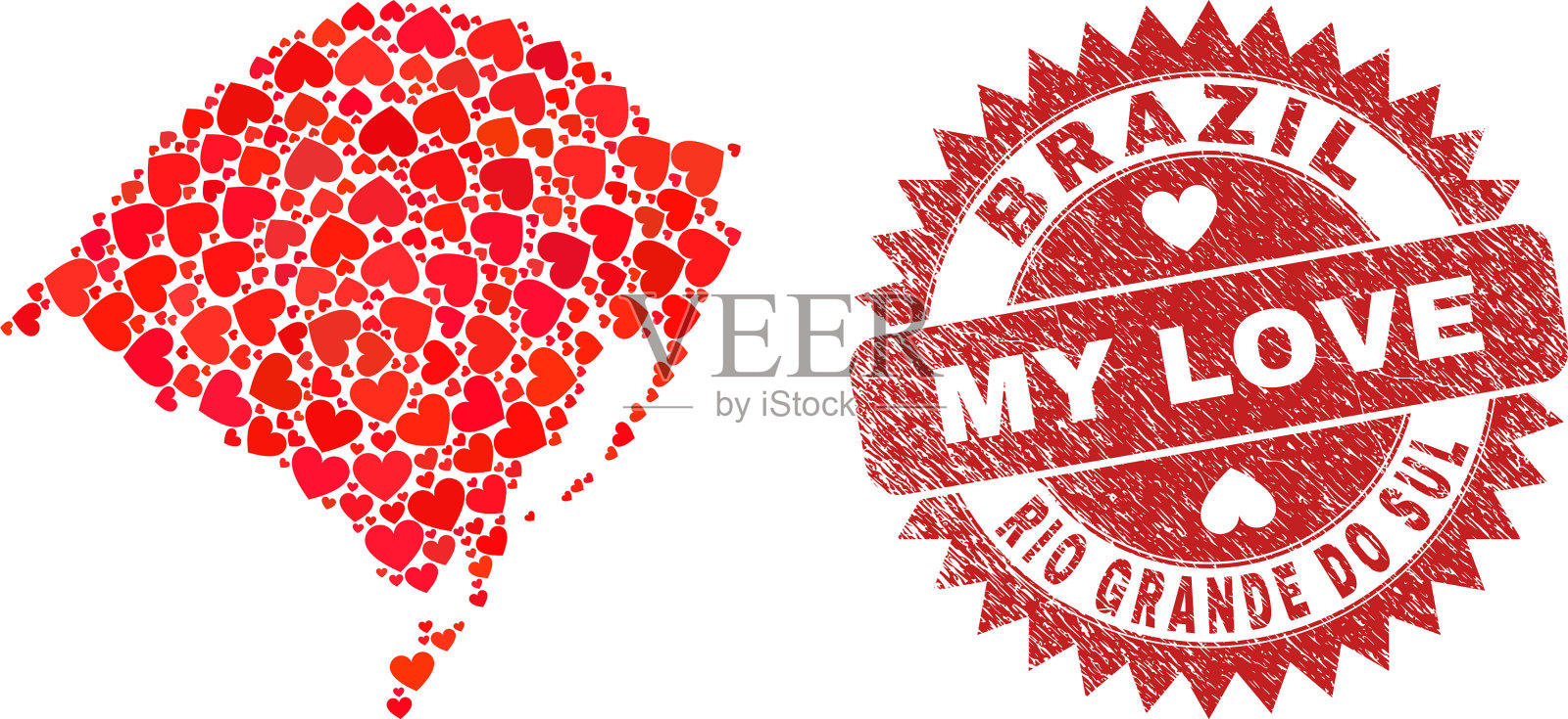 我的爱刮花的徽章和里约热内卢大do sul插画图片素材