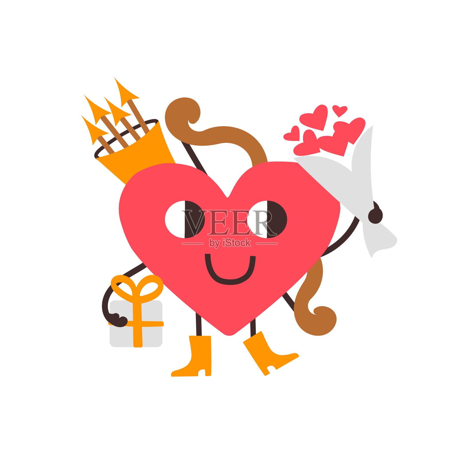 一颗红红的微笑的心插画图片素材