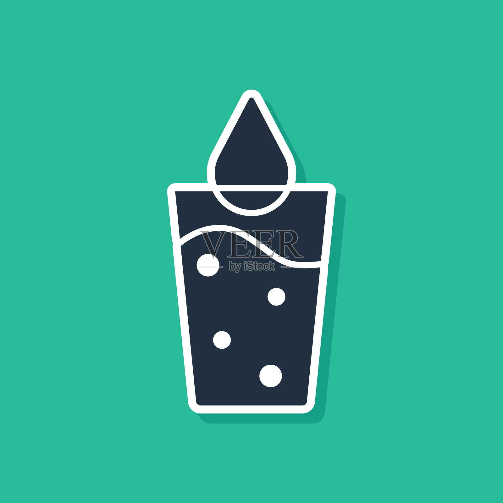 蓝色玻璃与水图标隔离在绿色图标素材