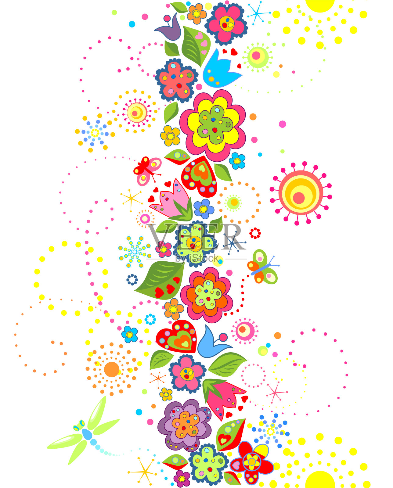 有趣的无缝花卉背景插画图片素材