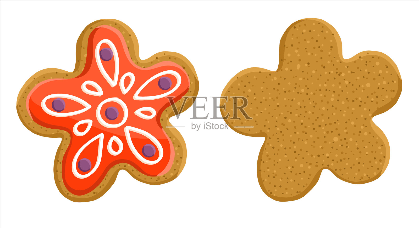 姜饼的形状与花和插画图片素材