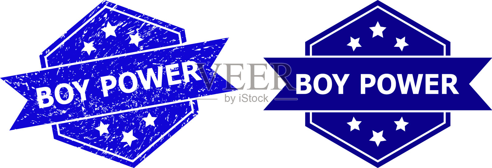 六角男孩权力印章与腐蚀风格和插画图片素材