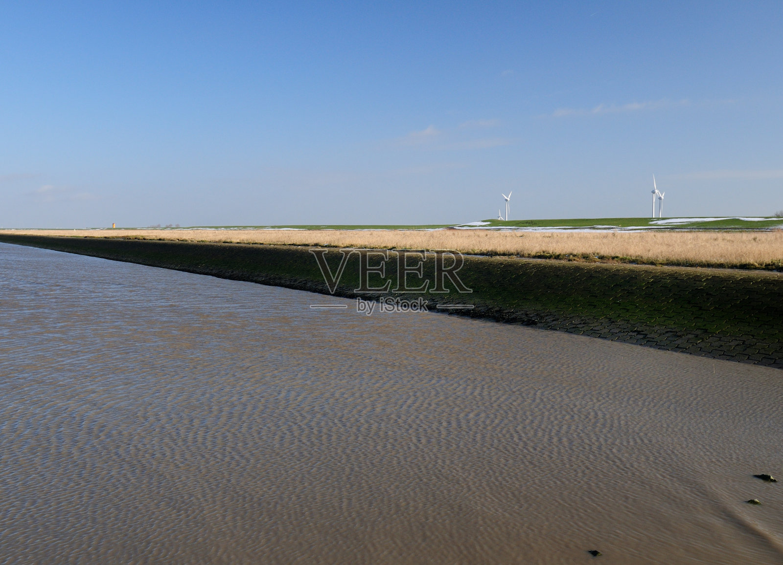 从一个丁坝到海岸和在国家公园瓦登海东弗里西亚的堤坝照片摄影图片