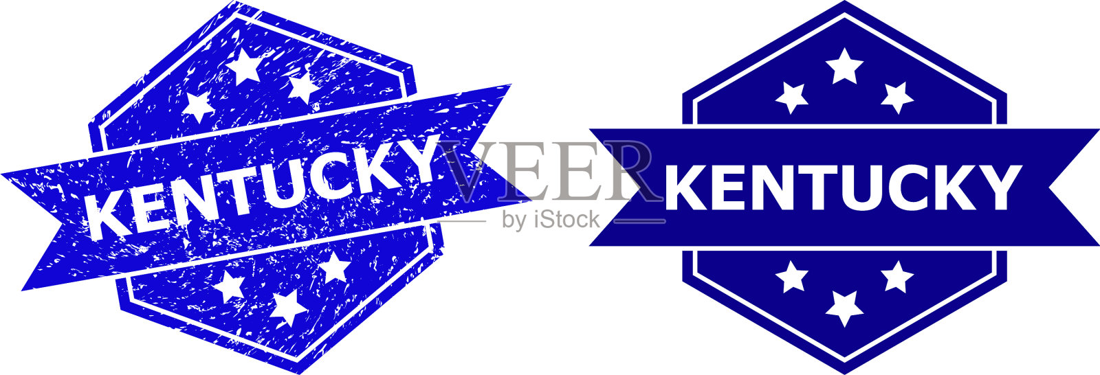 六角肯塔基邮票印章与腐蚀插画图片素材