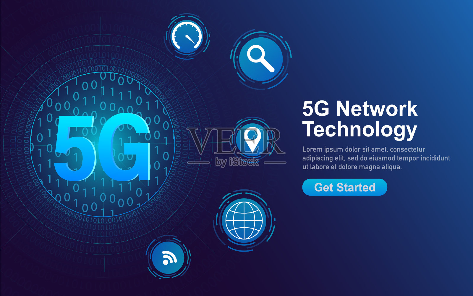 5g网络技术抽象图标3d插画图片素材