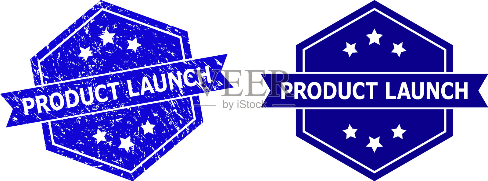 六角产品推出印章与腐蚀样式插画图片素材