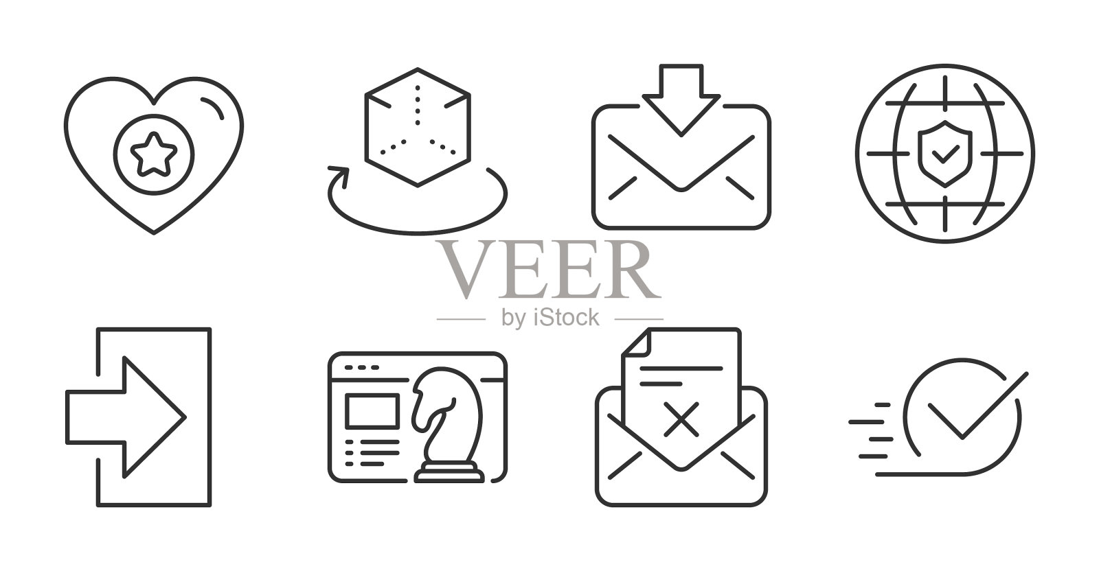 拒绝字母seo策略和心形图标集图标素材