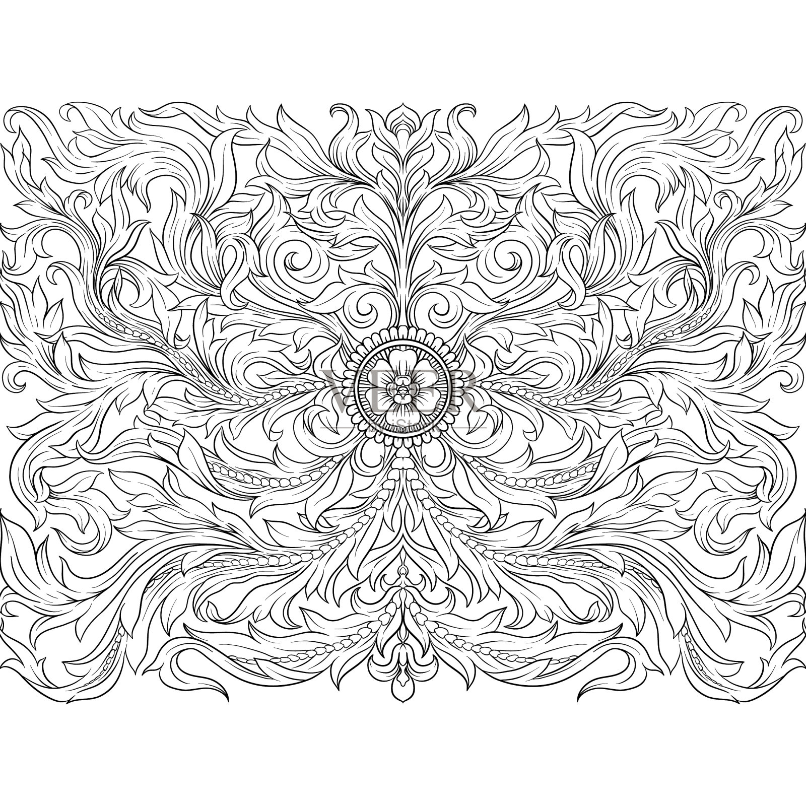 无缝图案背景在巴洛克洛可可插画图片素材