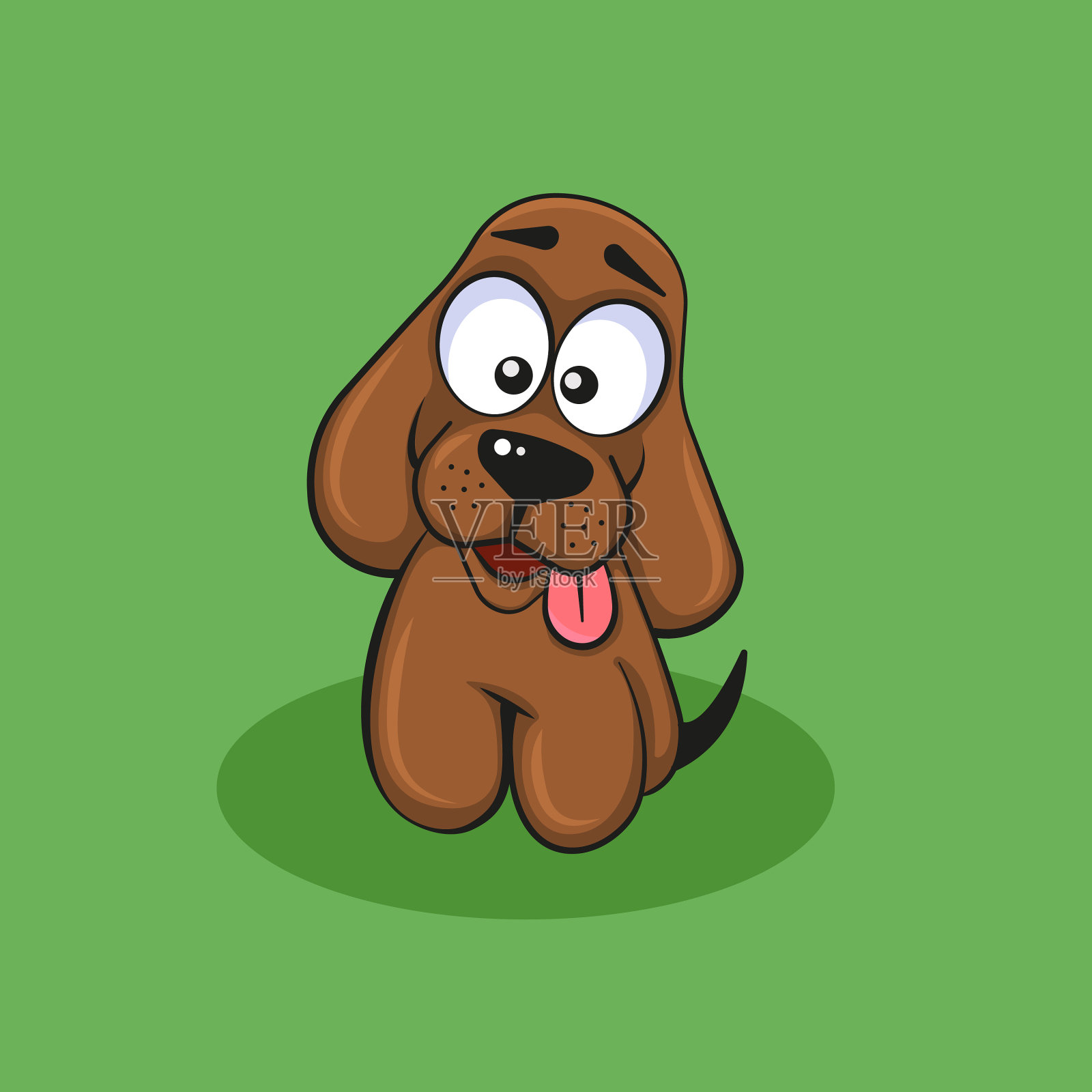 卡通风格的狗和他的舌头插画图片素材