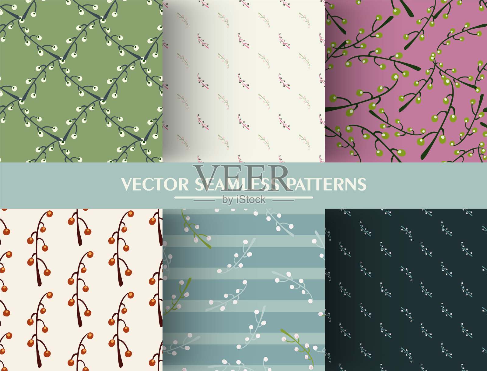 用简单的分支和设置无缝模式插画图片素材