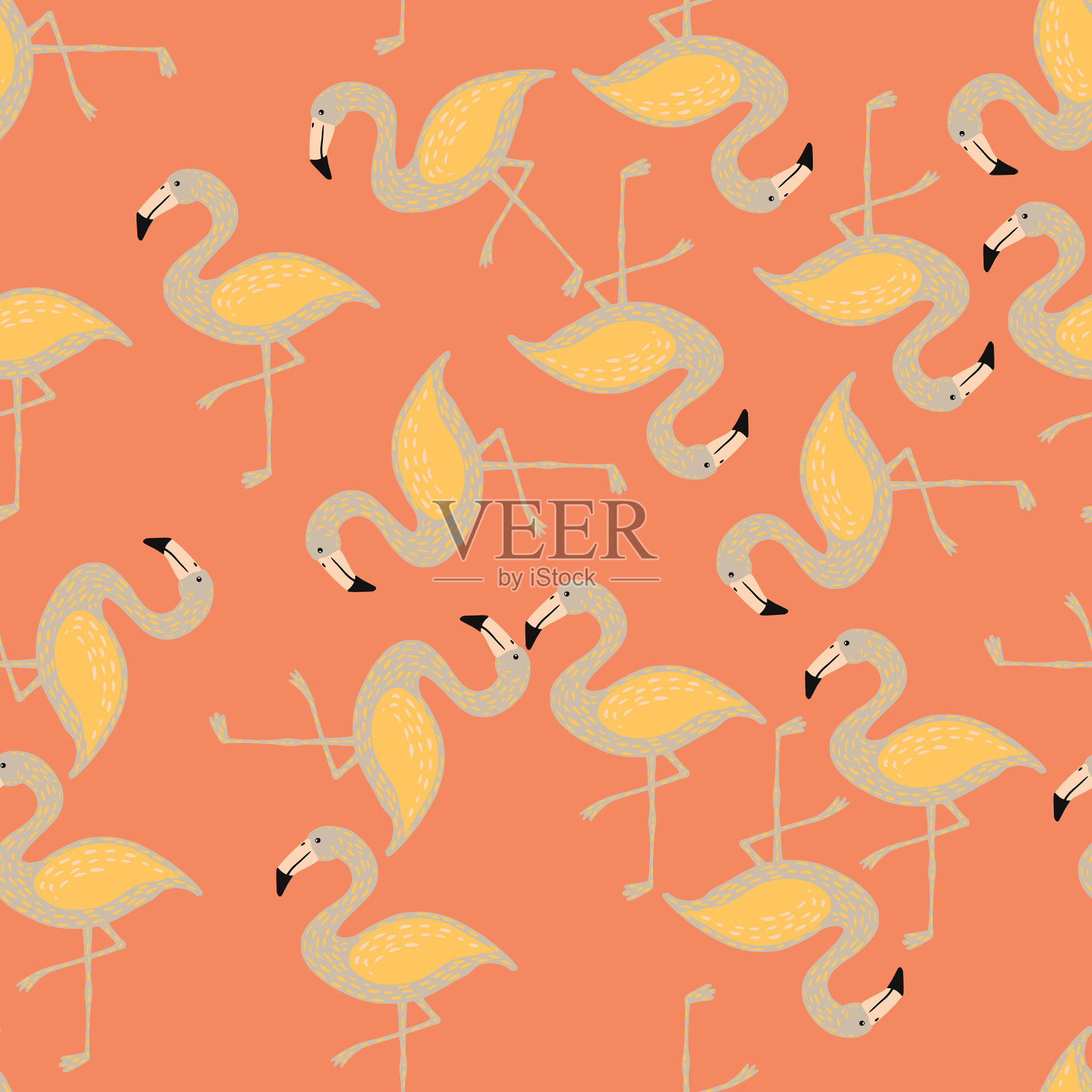 随机柔和的色调无缝动物园图案与插画图片素材