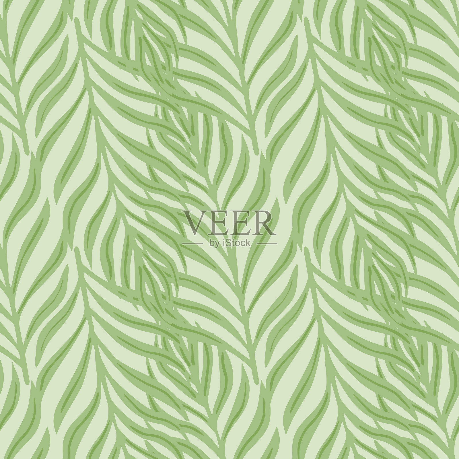 植物学无缝模式与外来蕨类叶插画图片素材