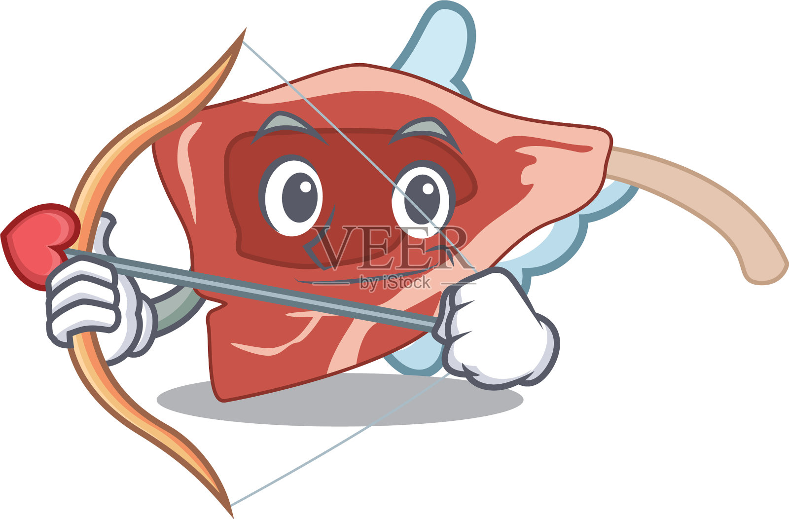 羊排在甜蜜浪漫的丘比特与箭插画图片素材