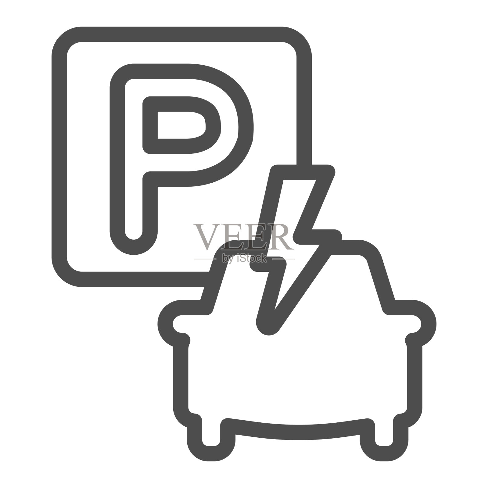 电动汽车在停车线图标电动汽车插画图片素材