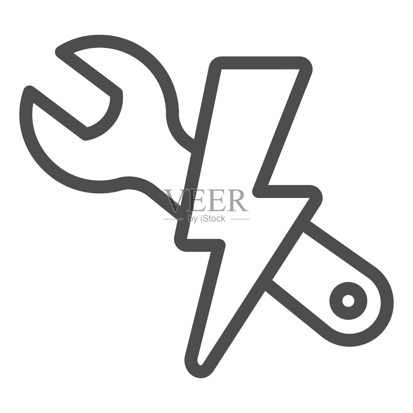 扳手和闪电线图标电动汽车插画图片素材