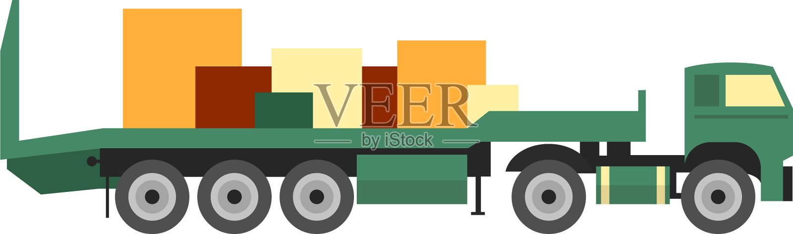 集装箱卡车被白色隔离设计元素图片