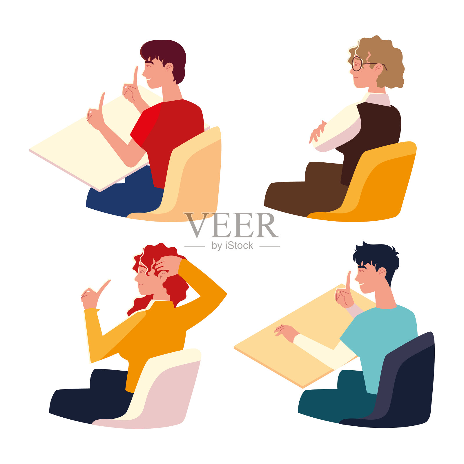 商务人士或在她办公室工作的职员插画图片素材