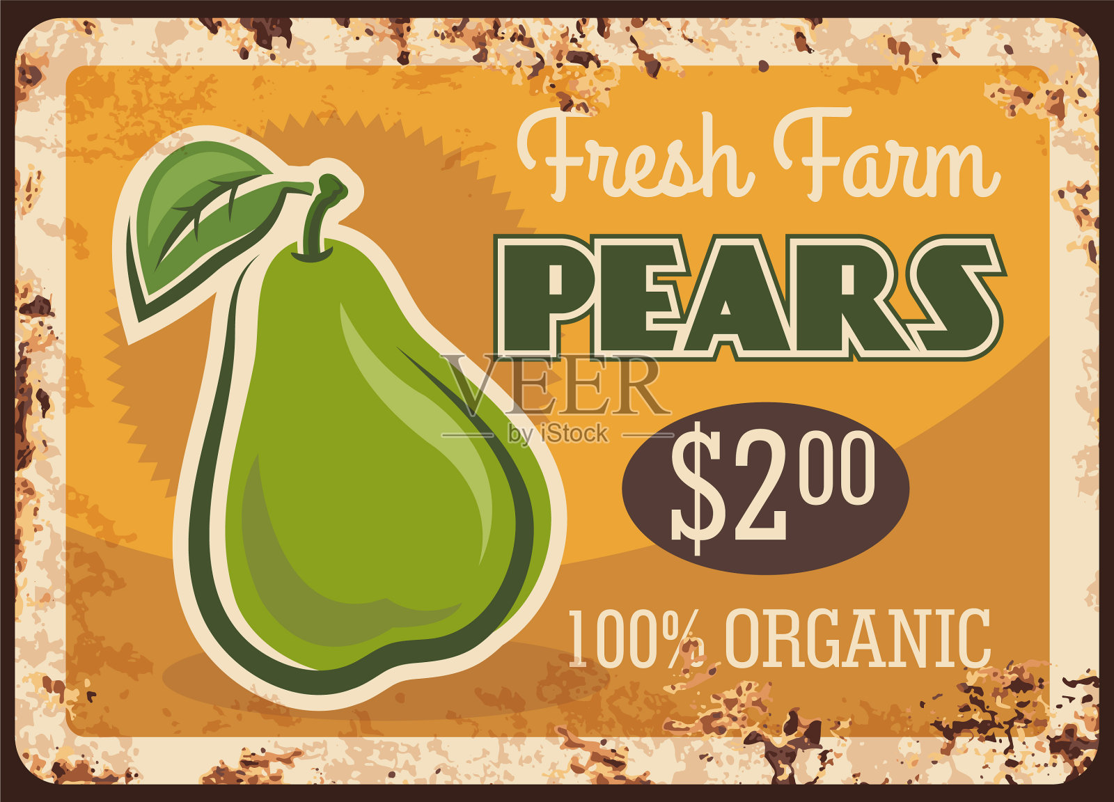 梨锈迹斑斑的金属板上有古锈标志插画图片素材