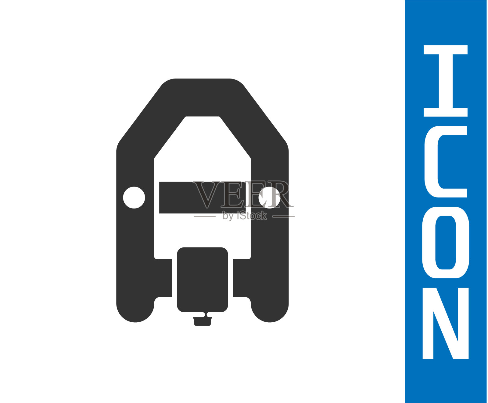 灰色的漂流船图标孤立在白色插画图片素材