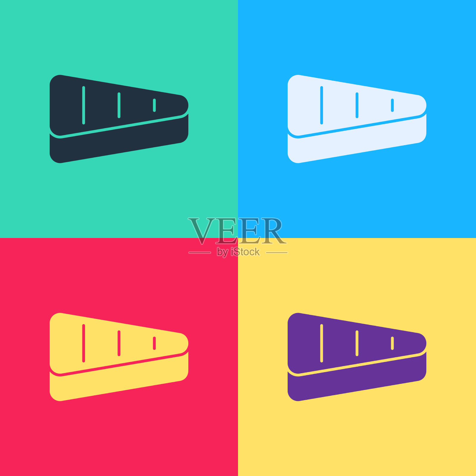 彩色牛排肉图标孤立在白色背景图标素材