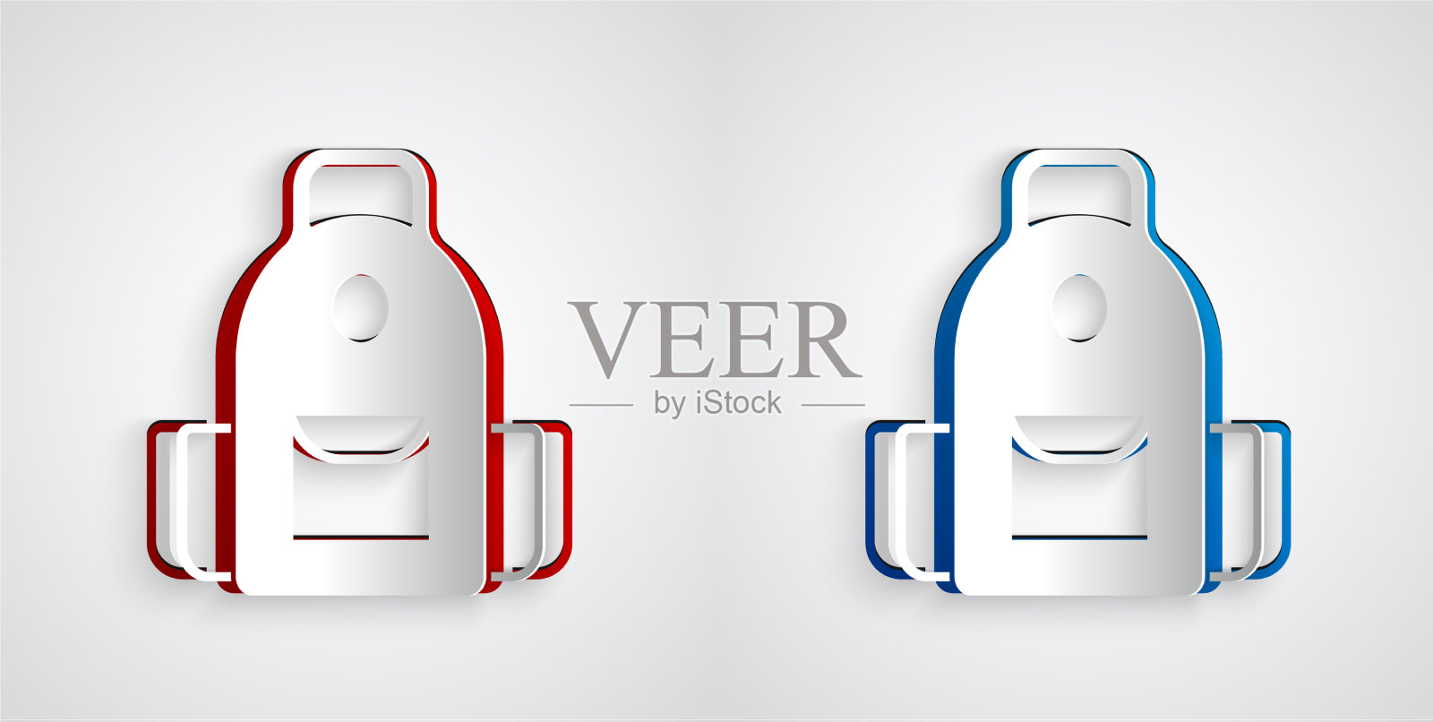 剪纸学校书包图标孤立在灰色插画图片素材