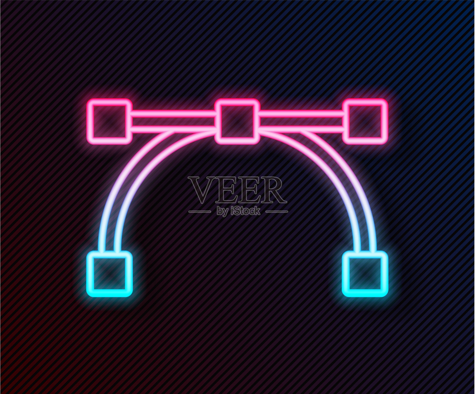 霓虹线贝塞尔曲线图标孤立上插画图片素材