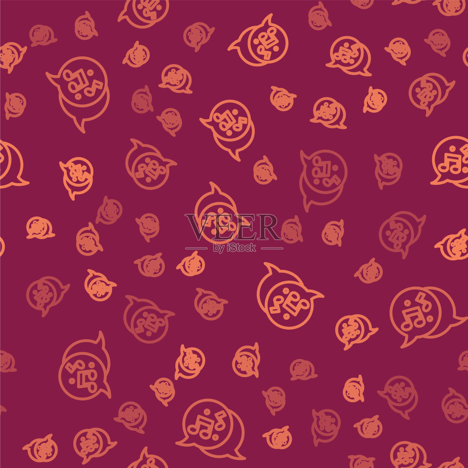 棕色线音乐音符音调图标隔离无缝插画图片素材