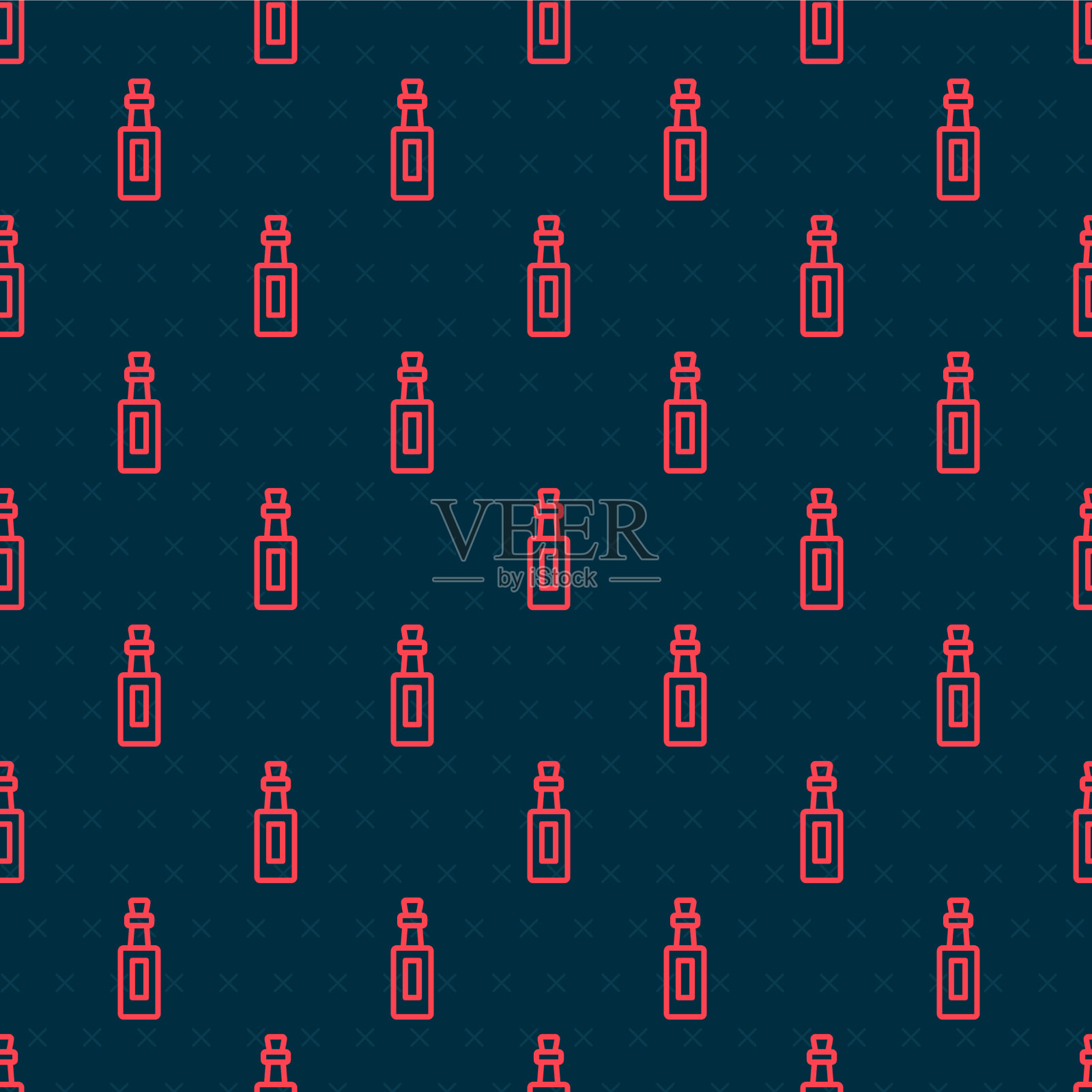 红色线瓶橄榄油图标孤立插画图片素材