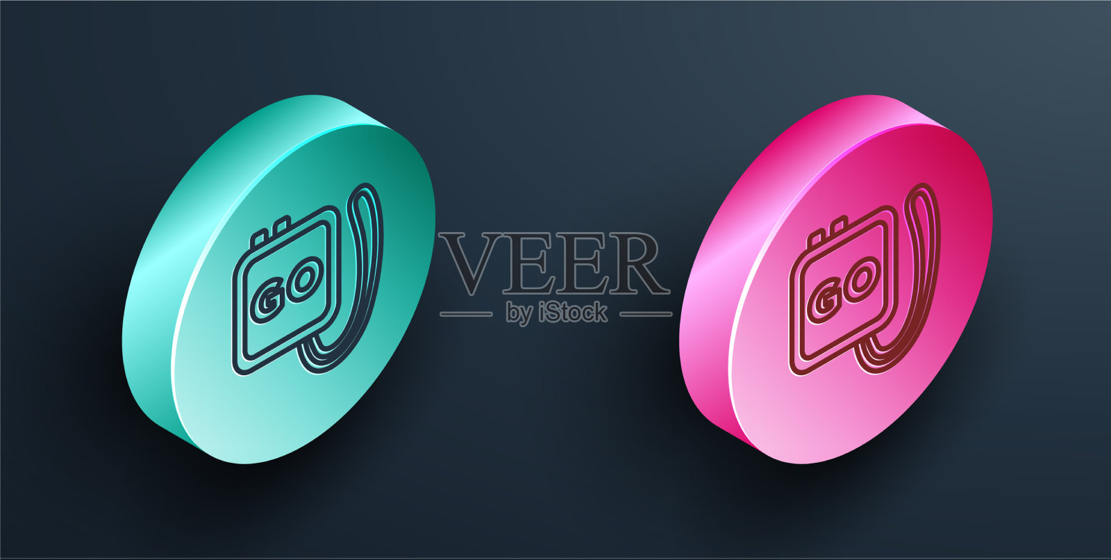 等距线秒表图标隔离在黑色图标素材