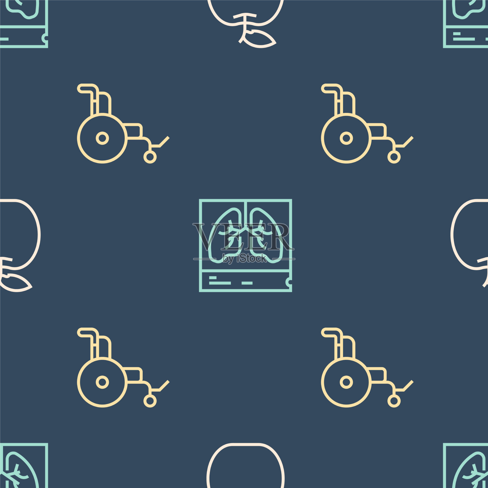 准备苹果轮椅和肺部x光片图标素材