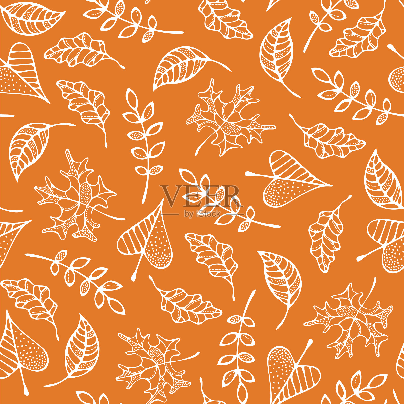 无缝图案秋叶插画图片素材