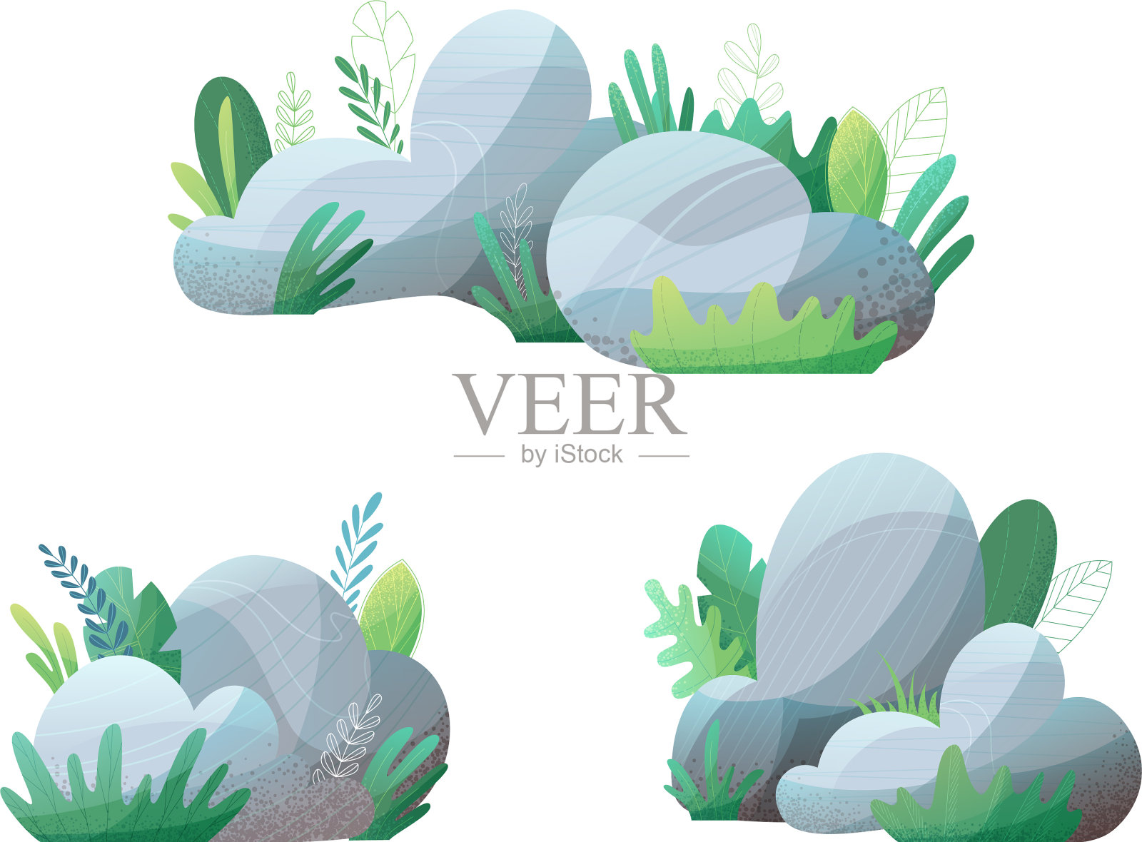 设置不同的岩石插画图片素材