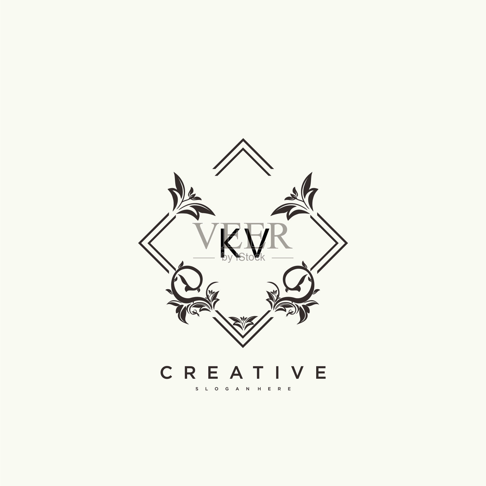 Kv美最初的标志艺术书法标志插画图片素材