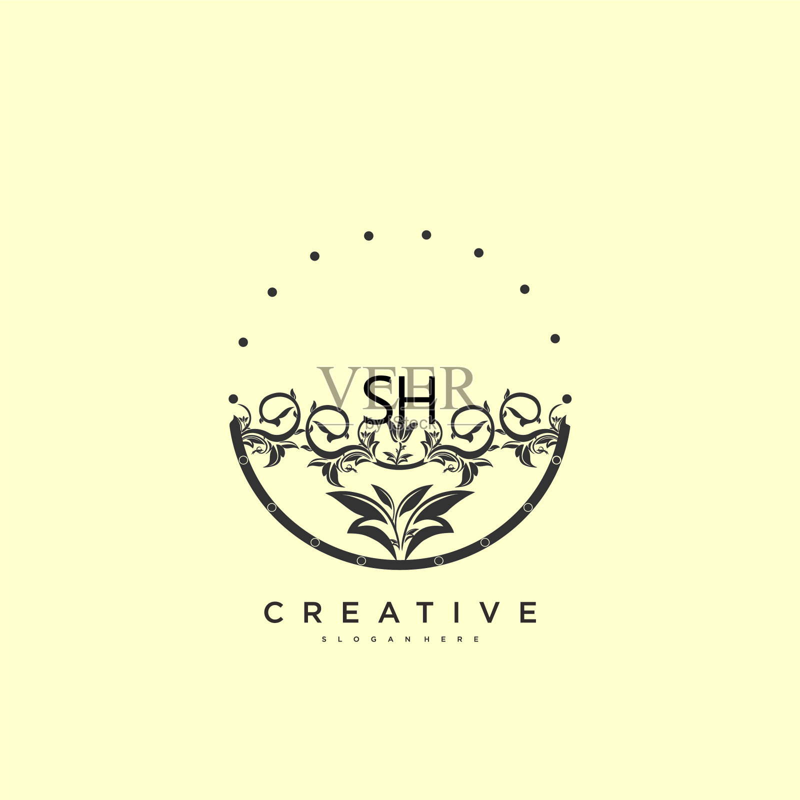 Sh美初始标志手写标志艺术插画图片素材